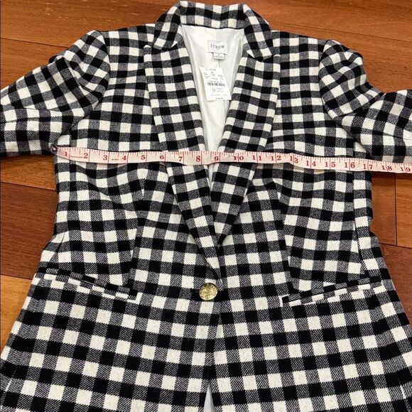 NWT J. Crew Wool Blend Black and White Plaid Gingham Checker Blazer Size 2 - Picture 11 of 12